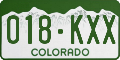 CO license plate 018KXX