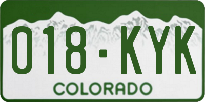CO license plate 018KYK