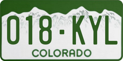 CO license plate 018KYL