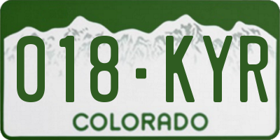 CO license plate 018KYR