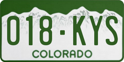 CO license plate 018KYS