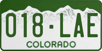 CO license plate 018LAE