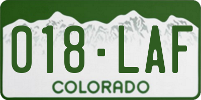 CO license plate 018LAF
