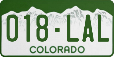 CO license plate 018LAL