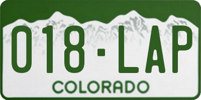 CO license plate 018LAP