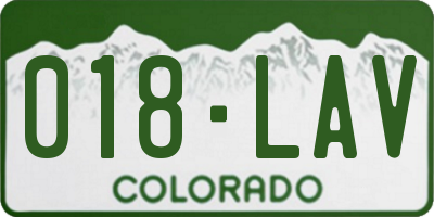 CO license plate 018LAV