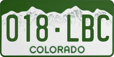 CO license plate 018LBC