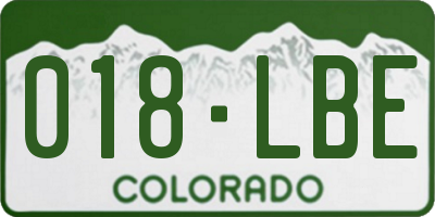 CO license plate 018LBE