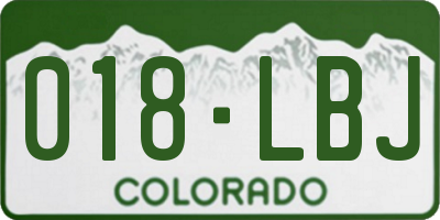 CO license plate 018LBJ