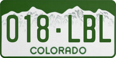 CO license plate 018LBL
