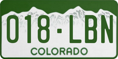 CO license plate 018LBN