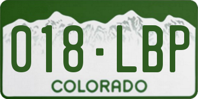 CO license plate 018LBP
