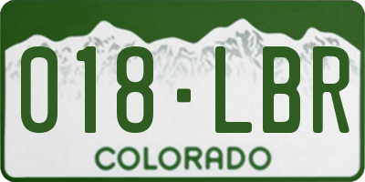 CO license plate 018LBR