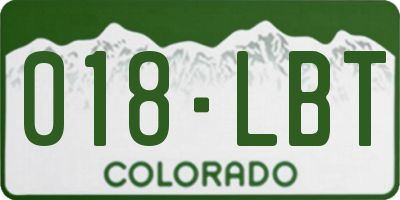 CO license plate 018LBT