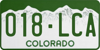 CO license plate 018LCA