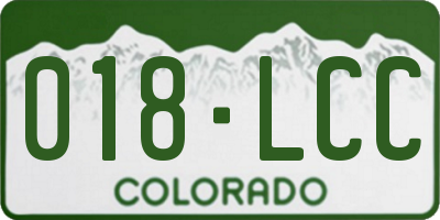 CO license plate 018LCC