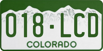 CO license plate 018LCD