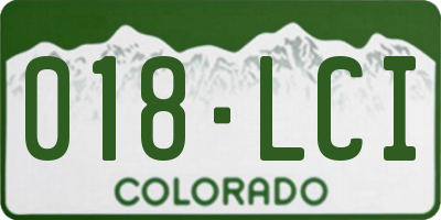 CO license plate 018LCI