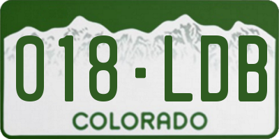 CO license plate 018LDB