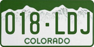 CO license plate 018LDJ
