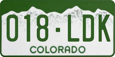 CO license plate 018LDK