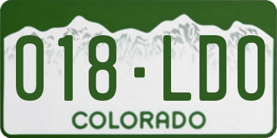 CO license plate 018LDO