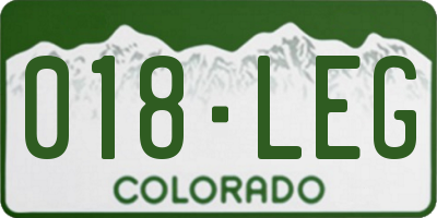 CO license plate 018LEG