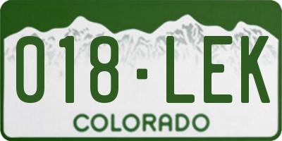 CO license plate 018LEK