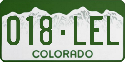 CO license plate 018LEL
