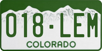 CO license plate 018LEM