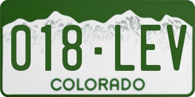 CO license plate 018LEV