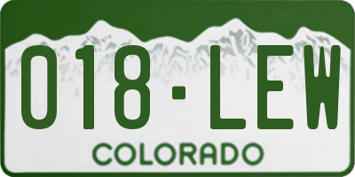 CO license plate 018LEW