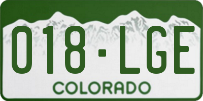 CO license plate 018LGE