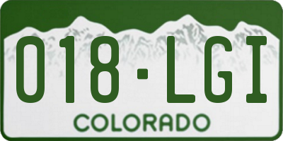 CO license plate 018LGI