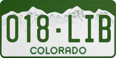 CO license plate 018LIB