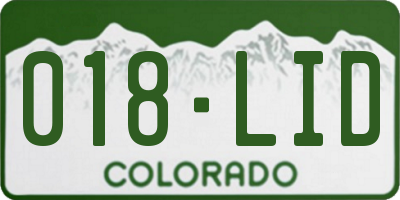 CO license plate 018LID