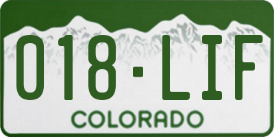 CO license plate 018LIF
