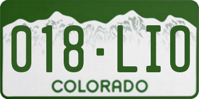 CO license plate 018LIO