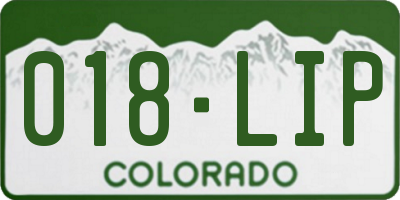 CO license plate 018LIP