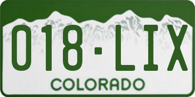 CO license plate 018LIX