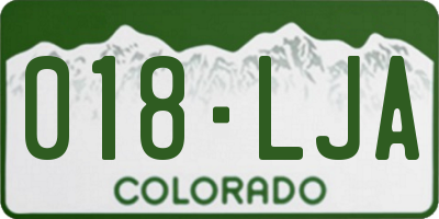 CO license plate 018LJA