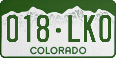 CO license plate 018LKO