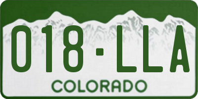 CO license plate 018LLA