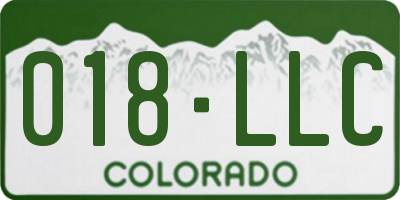 CO license plate 018LLC