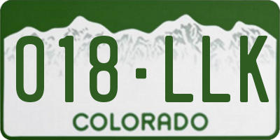 CO license plate 018LLK