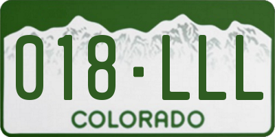 CO license plate 018LLL