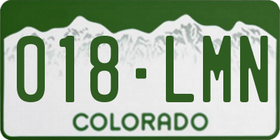 CO license plate 018LMN