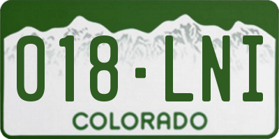 CO license plate 018LNI