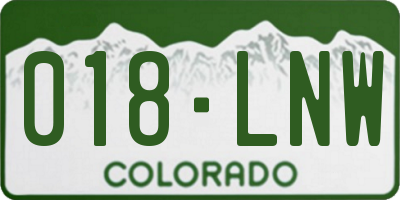 CO license plate 018LNW