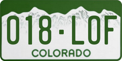 CO license plate 018LOF